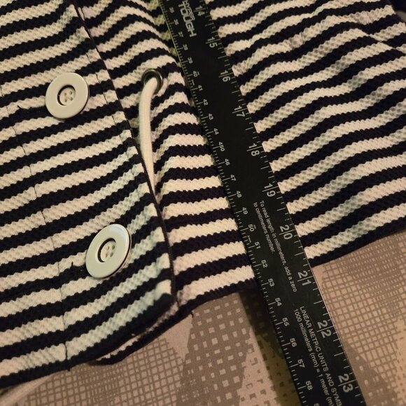 Cabi Harbor Jacket Small Stripes Knit navy White Button-Front Drawstring Waist - Picture 16 of 16